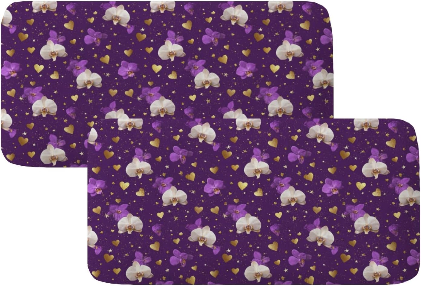 Lavender Gold Heart Loveseat Covers Couch Covers for 2 Cushion Couch, 2-Piece Stretch Sofa Slipcovers Anti-Slip Washable Furniture Protectors for Dogs Pets
