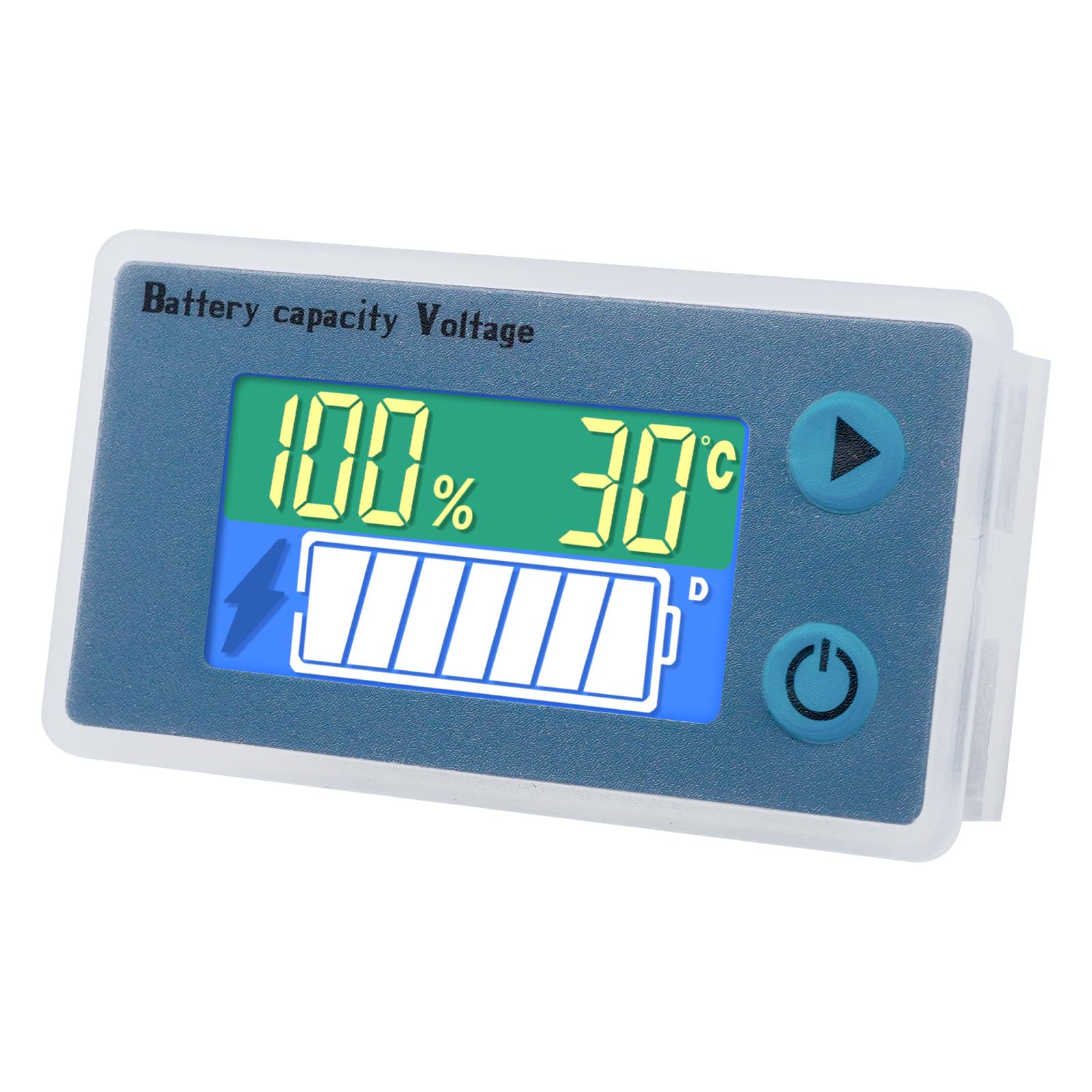 Runleader 10 to 100V Digital Battery Indicator Volt Meter,Low Voltage Alarm,Real-time Temp Display,Applicable to Lead Acid Lithium LiFePO4 Battery Powered Lawn Mower Golf Cart Forklift Motorhome etc.