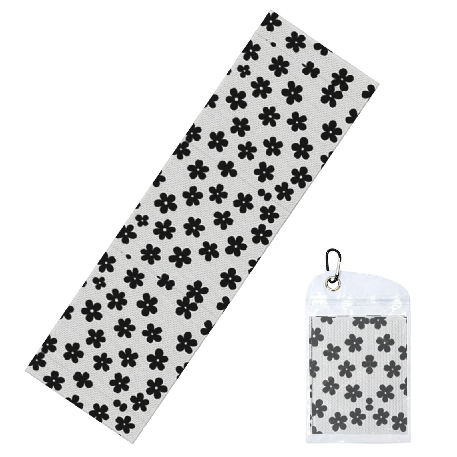 DUYIOKH Black Blooms Print Cooling Towel, Portable Towel for Gym Workout Golf Beach World Cup Sports Hot Weather