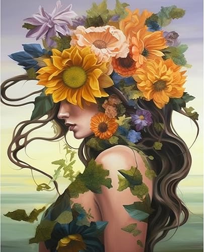 Pintura de flores por números para adultos y principiantes, pintura de fotos de estilo colorido por números sobre lienzo, flores para mujeres, fácil