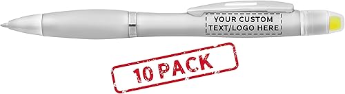 DISCOUNT PROMOS Paquete de 10 rotuladores de gel Marathon - Texto personalizable, logotipo, mecanismo de giro, bolígrafo - Plata