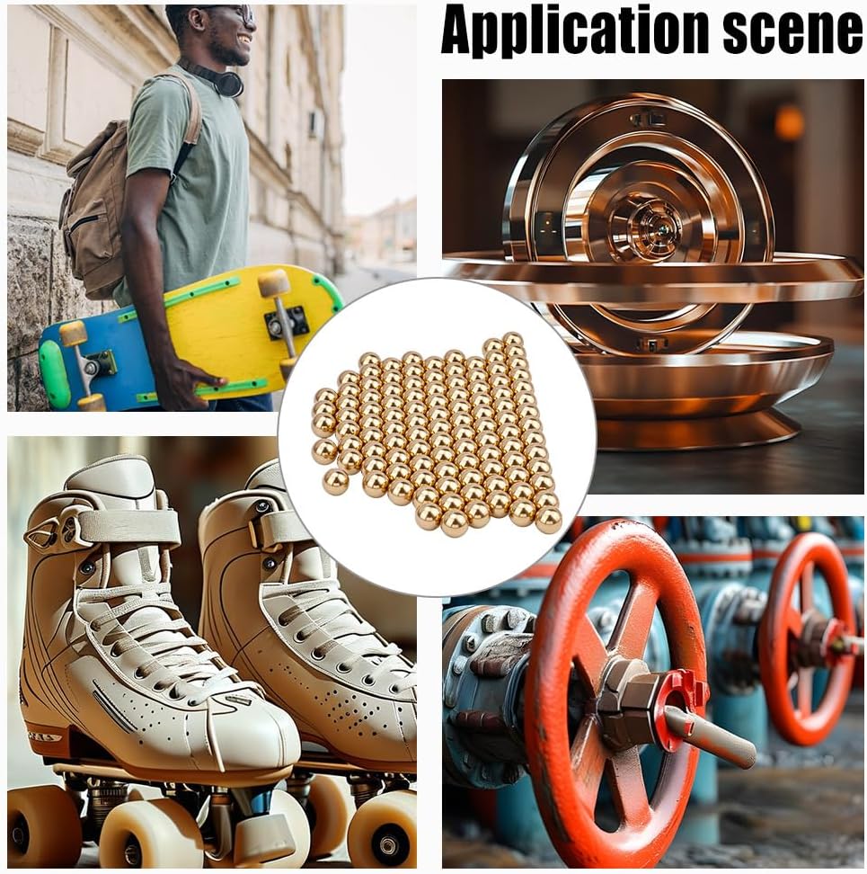 NBEADS 100 Pcs 10mm Precision Solid Brass Bearing Balls, Industrial Brass Ball Spheres for Machinery Automotive Craft DIY