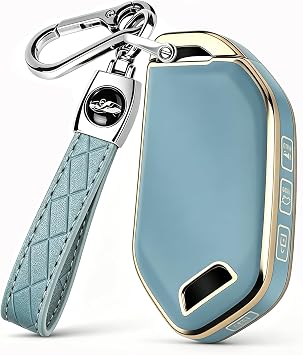 MILD EAST for KIA Key Fob Cover with Keychain 5-ButtonGold-Blue