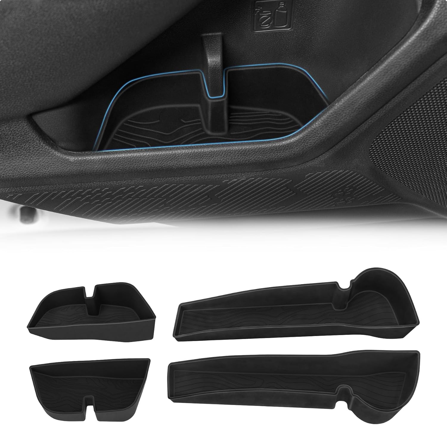 Car Door Storage Box for 2025 Subaru Forester Accessories, Front & Rear Door Side Pocket Organizer with Cup Holder Tray for Car, Non-Slip Door Slot Protective Pad, 4 Pack