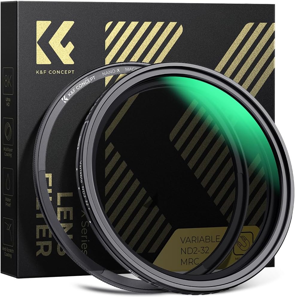 K&F Concept 72mm Magnetic Variable ND Lens Filter ND2-ND32 (1-5 Stops) + 72mm Basic Ring Kit, No X Cross Magnetic Adjustable Neutral Density Filter with 28 Multi-Layer Coatings (Nano-X Series)