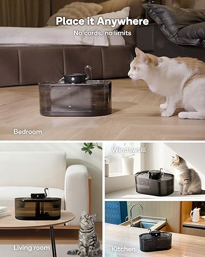 Miniatura 2 de Fuente de agua inalámbrica para gatos, 108 oz3.2 L, fuentes inalámbricas para gatos para beber, fuentes de agua para mascotas para gatos en