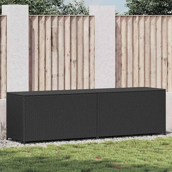 vidaXL Patio Storage Chest, Deck Box with Lid, Patio Cabinet, Storage Chest for Outdoor Cushions Throw Pillows Garden Tools Pool Supplies, Black