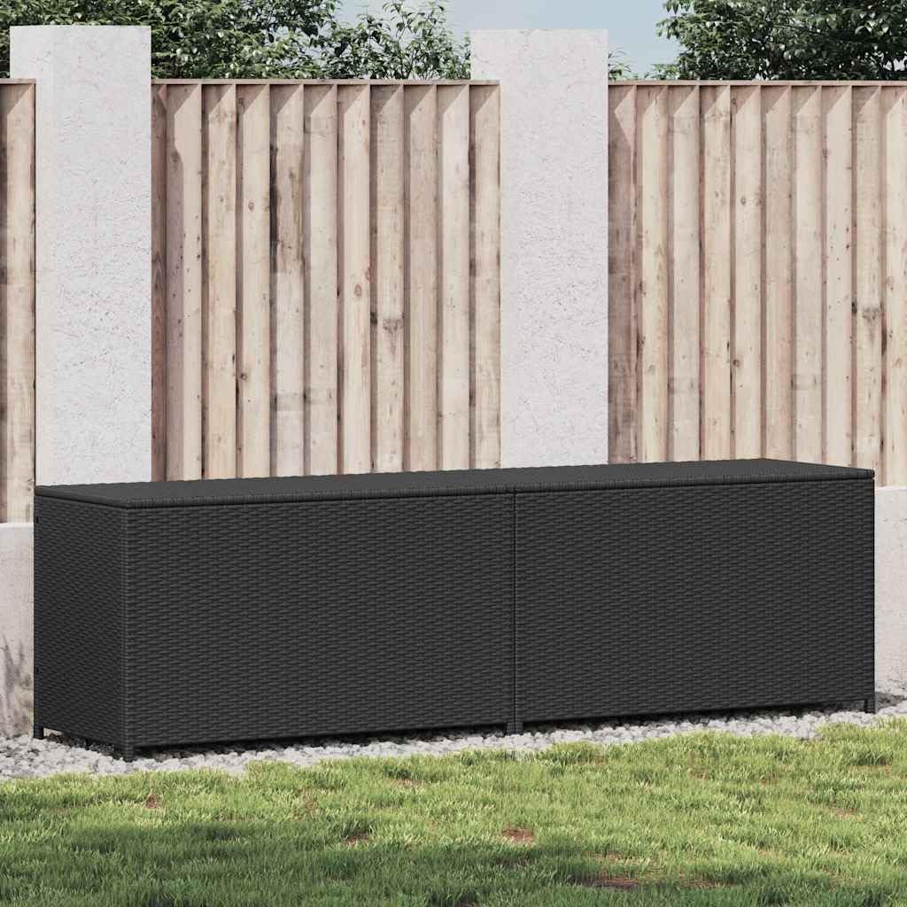 tuinboxen - vidaXL Patio Storage Box Poly Rattan 78.7"x19.6"x23.6" Black - 200 x 50 x 60 cm - Zwart