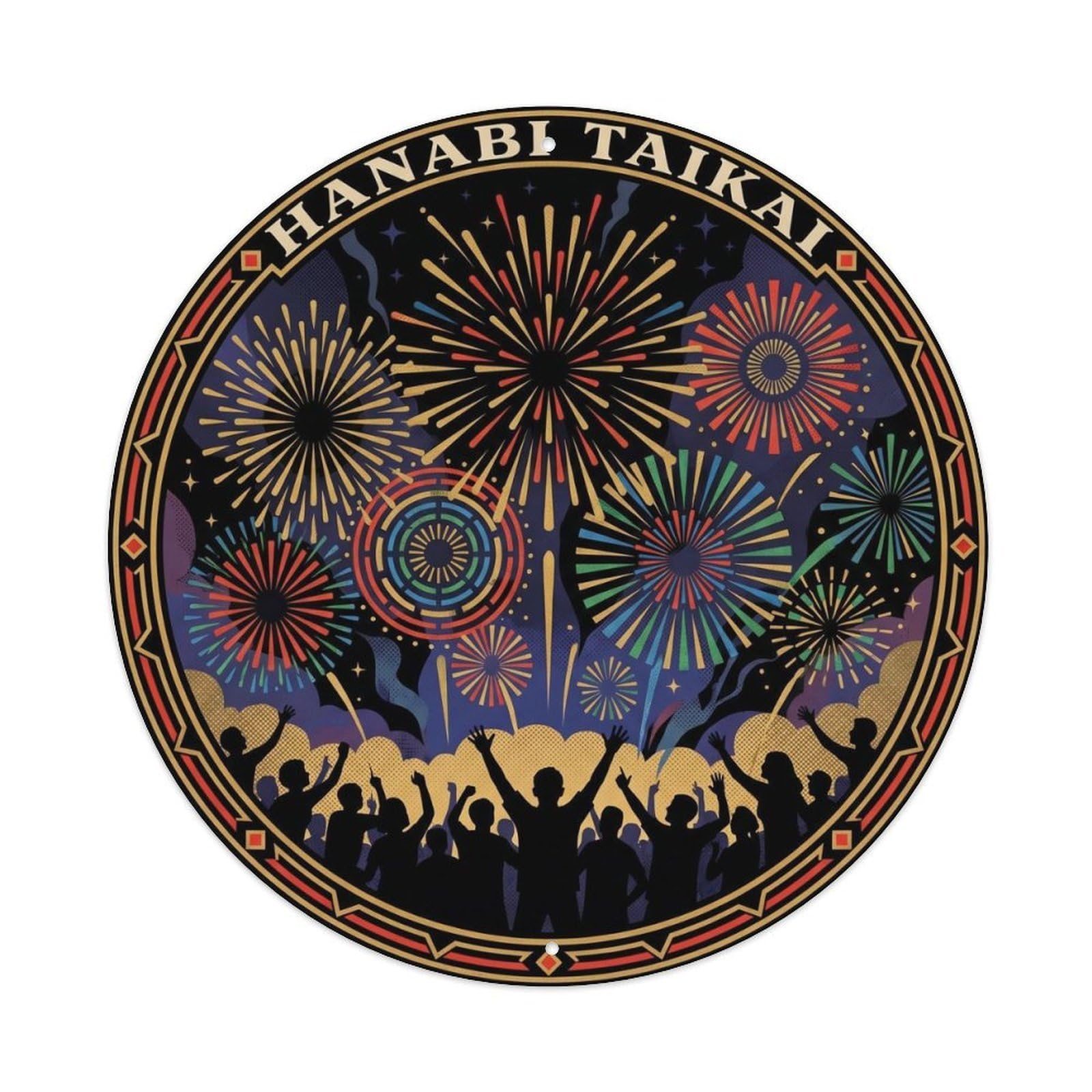 Olyhtr 8X8inch Classic Style Matsuri Hanabi Finale Showa Multicolor Japan Metal Tin Sign