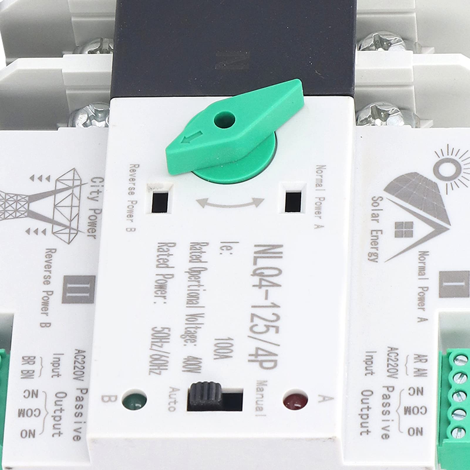 Dual Power Automatischer Transferschalter, 100A 220V 4P ATS Notstrom Umschalter Netzumschalter Automatisch Notstromumschalter Automatischer Übertragungsschalter Umschalter Netz Notstrom