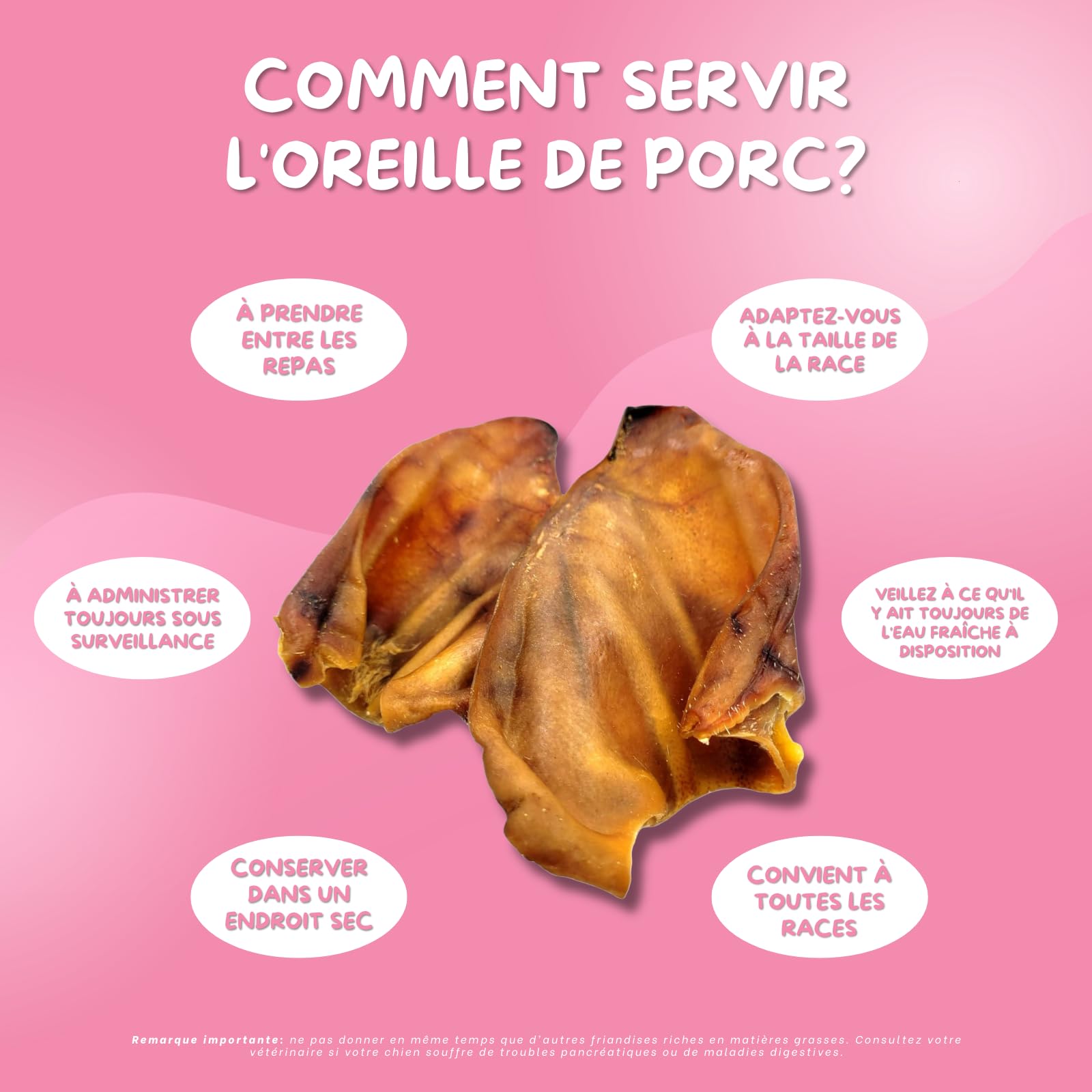 Oreilles de Porc pour Chien – Friandises pour Chien – 100% Naturels sans conservateurs ni additifs – Hygiène Dentaire, Réduction du Stress – Source collagène et protéines – 10 Pièces