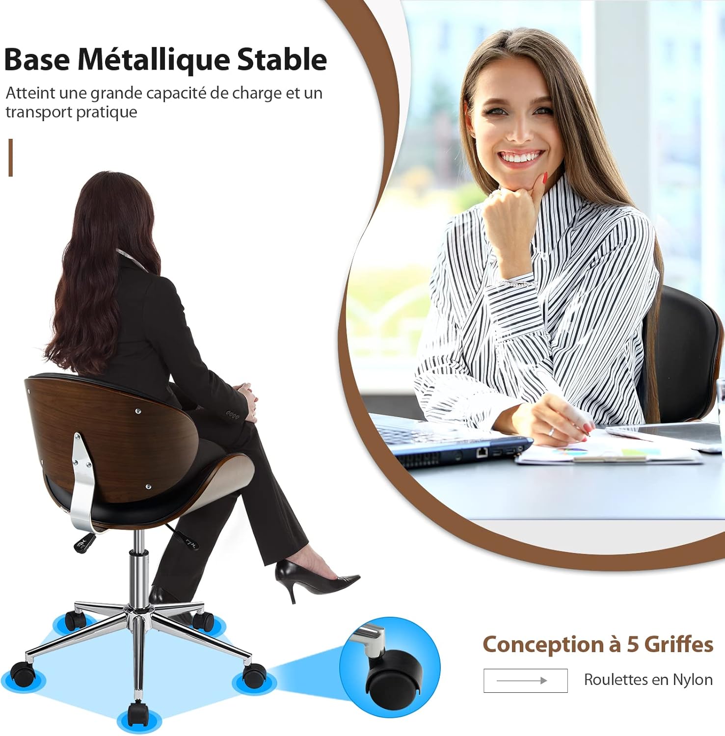 Giantex COSTWAY Chaise De Bureau En Bois, Pivotant Et Réglable à Hauteur, Ta... 13 Giantex COSTWAY Chaise De Bureau En Bois, Pivotant Et Réglable à Hauteur, Ta... -Magasin Joss & Main 71oMoo7k8sL. AC SL1500