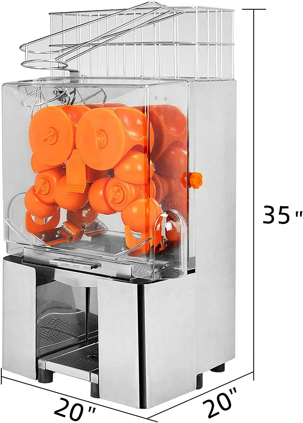 Commercial Orange Juicer Machine Automatic Feeding 120W 20-30 Oranges Per Minute Electric Citrus Juice Squeezer with Pull-Out Filter Box