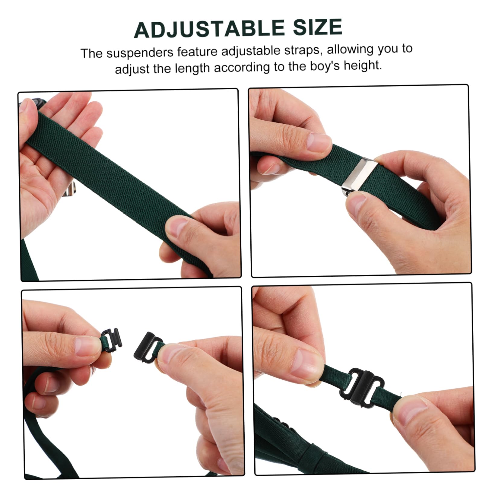 Healeved Bow Tie and Suspenders for Boys Green Suspenders Elastic Dress Adjustable Clips