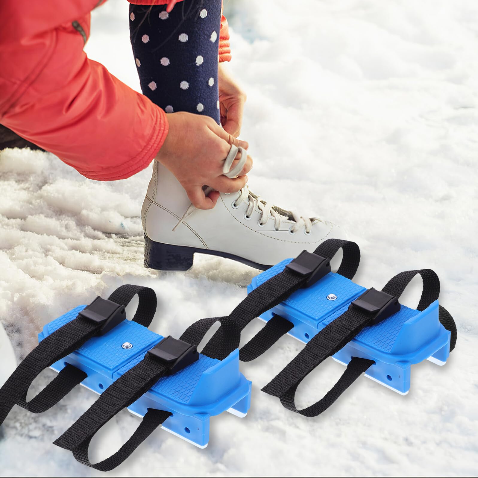 VANZACK Verstellbare Stabile Eislaufschuhe für Kinder aus Kunststoff Leichtes Paar Schlittschuhe für Anfänger für Outdoor Eislaufen und Sichere Erste Schritte