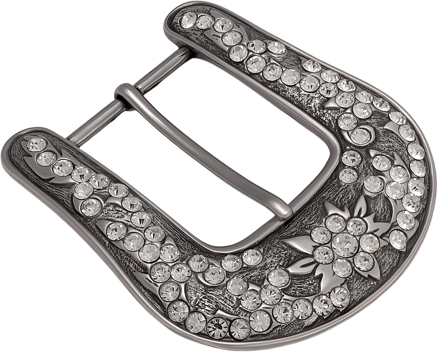 Western Belt Buckle for Men & Women - Silver Cowboy Buckle, Engraved Floral Design, 1.5" Belt Replacement