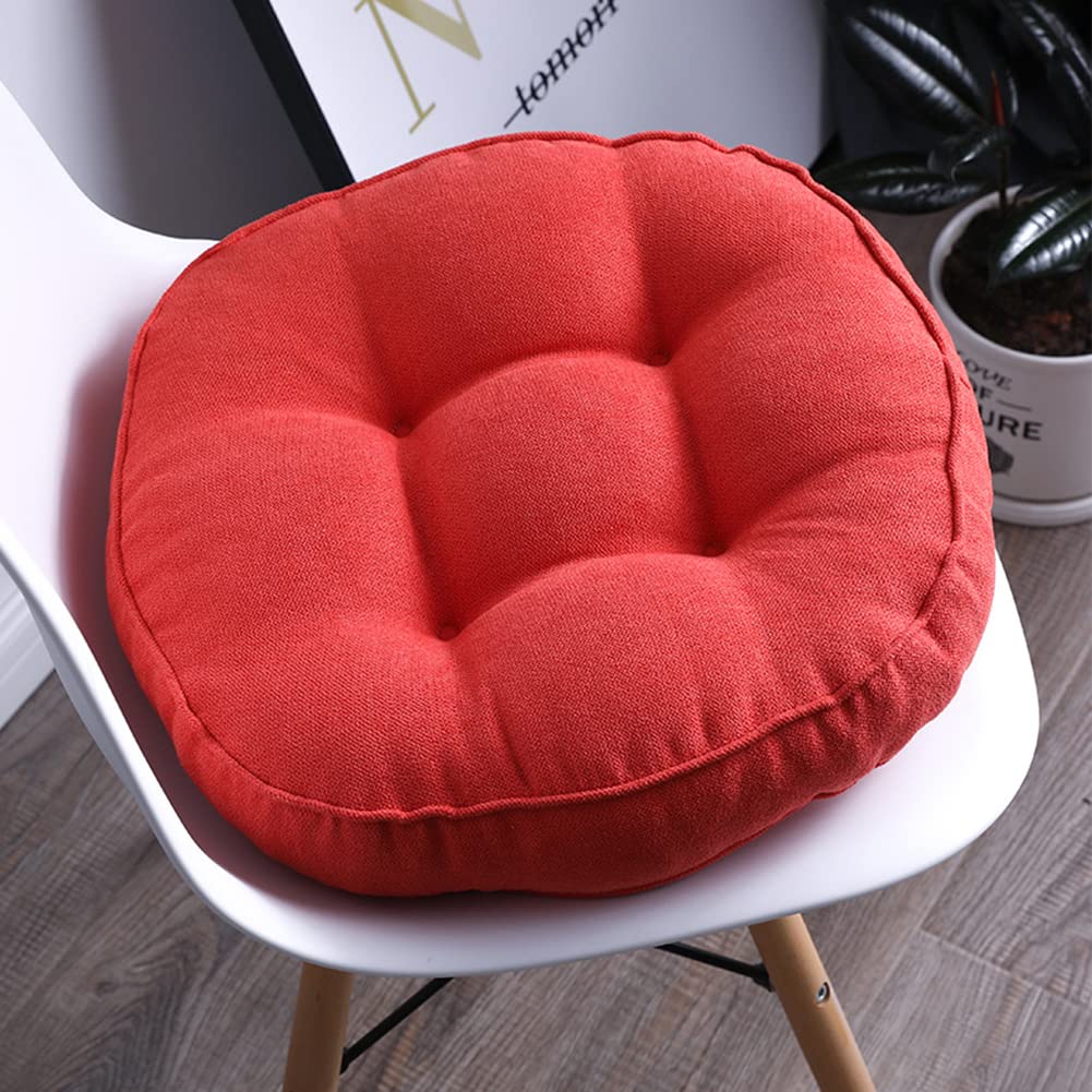 vctops Round Chair Pad Seat Cushion Solid Color Soft Chair Pads Comfy Velvet Cushion Pillow for Kitchen Dining Office Chair Kids Reading (Orange Red,