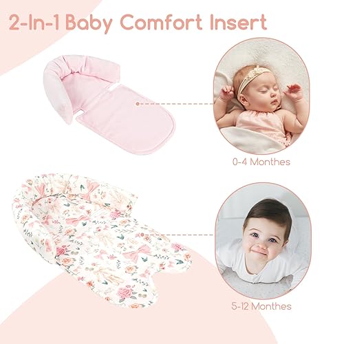 Miniatura 6 de GFU Soporte de cabeza de asiento de automóvil para recién nacido, 2 en 1, soporte para el cuerpo del asiento de automóvil infantil con almohadillas