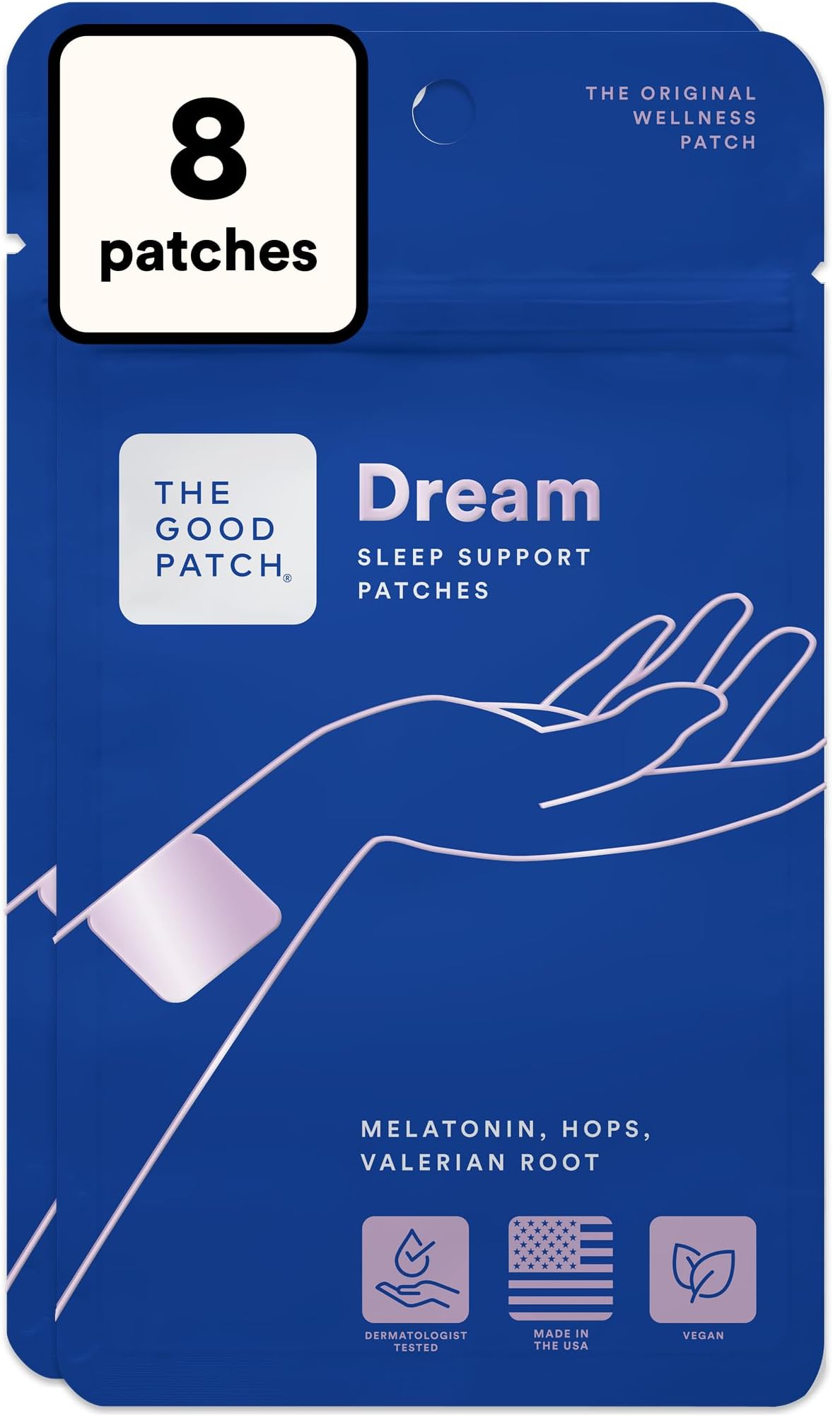 The Good Patch Dream Sleep Patch (8 Total Patches) | Melatonin, Hops and Valerian Root Patch for Bedtime, Overnight Support, Relaxation and Wind Down Routines