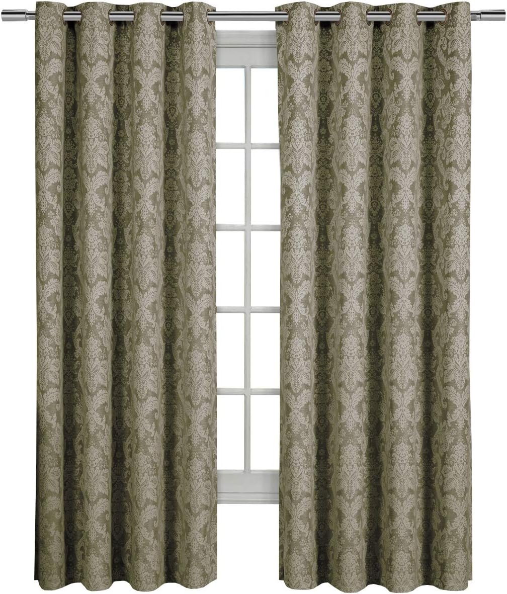 Royal Tradition Blair, 108-Inch-by-63-Inch, Set of 2, Jacquard Grommet Top Window Curtains, Chocolate