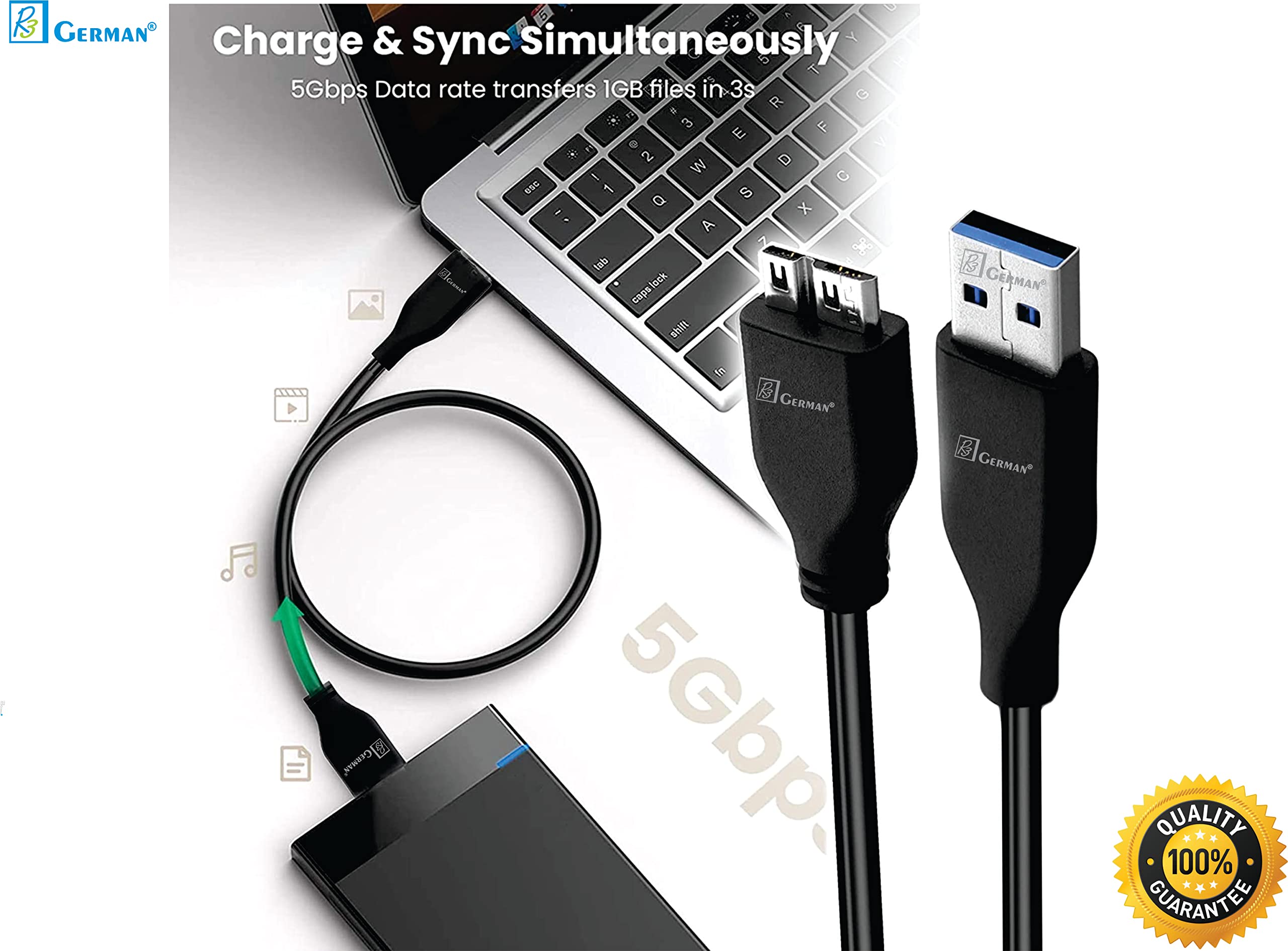 Wd External Hard Drive Power Cord 3.3ft (1m) Micro USB 3.0 Cable For WD ...