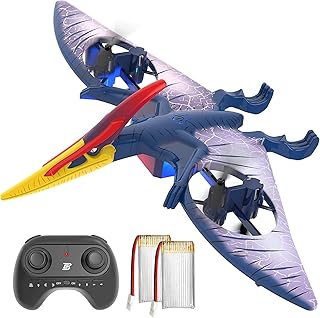 Pterosaur Flying Remote Control Dinosaur for Kids Boys Girls - Indoor Quadcopter Drone Dinosaur with Altitude Hold, Headless Mode, LED Light - Gift for Kids - Perfect Birthday/Christmas Gift - One Key Start, Speed Adjustment