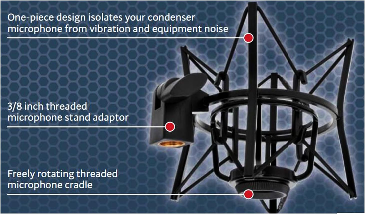 LyxPro MKS1-B Condenser Spider Microphone Shockmount, Anti Vibration and Isolation - Black : Musical Instruments