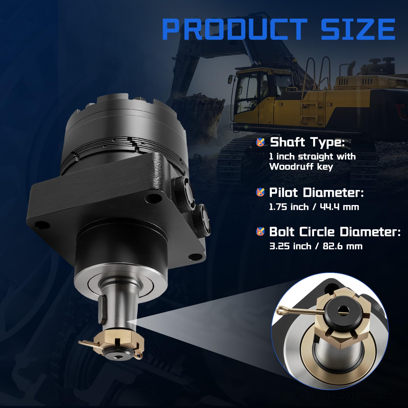 Sostituzione idraulica del motore della ruota di BMER-2-300-WS-T4-S TG0280US080AAAB per Parker Dynamic, 296cc Geroter Motor 1,25 ha affusolato l'albero 810 N·m 250 giri/min