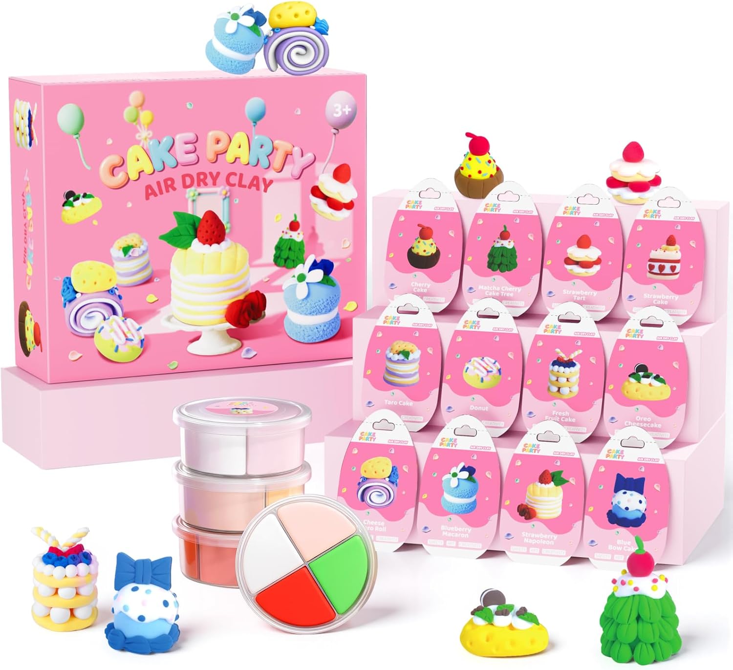 Air Dry Clay Kits for Kids - hittaty Cake Themed Model Magic Clay, 12 Boxes Molding Clay for Kids with Sculpting Tools and Tutorials, Safe, Soft & Non-Sticky DIY Arts and Crafts Gift for Boys & Girls