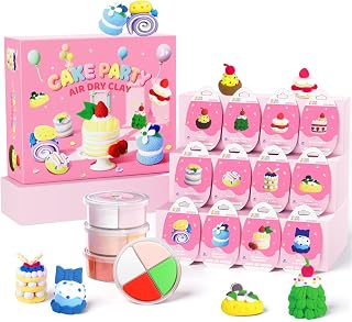 Air Dry Clay Kits for Kids - hittaty Cake Themed Model Magic Clay, 12 Boxes Molding Clay for Kids with Sculpting Tools and Tutorials, Safe, Soft & Non-Sticky DIY Arts and Crafts Gift for Boys & Girls
