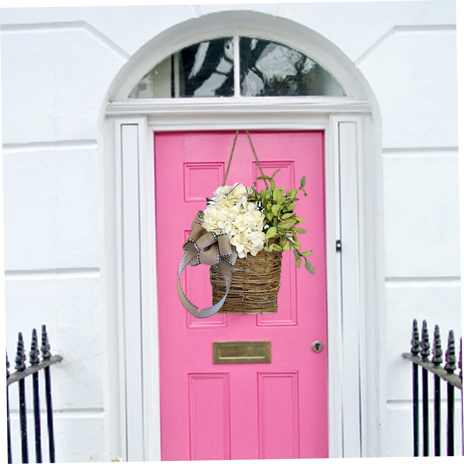 Ghirlanda di cestini per porta di fiori di campo 13, 78 pollici..Ghirlanda di primavera artificiale da appendere alla porta d'ingresso, cartello di benvenuto primaverile per decorazioni per la casa