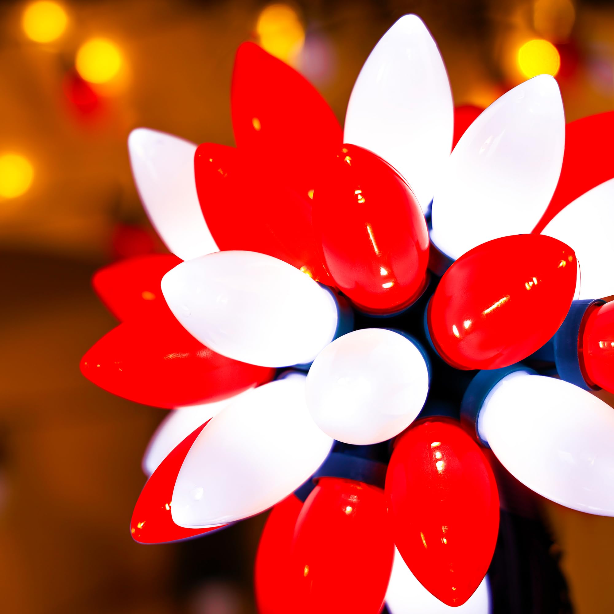 C9 Bulbs Classic Christmas Lights - 50 LED 32ft Strawberry String Light Red&White - Extendable 8 Modes Funtion with Timer Fairy Lighting for Outdoor, Indoor, Party, Home, Tree Decorations