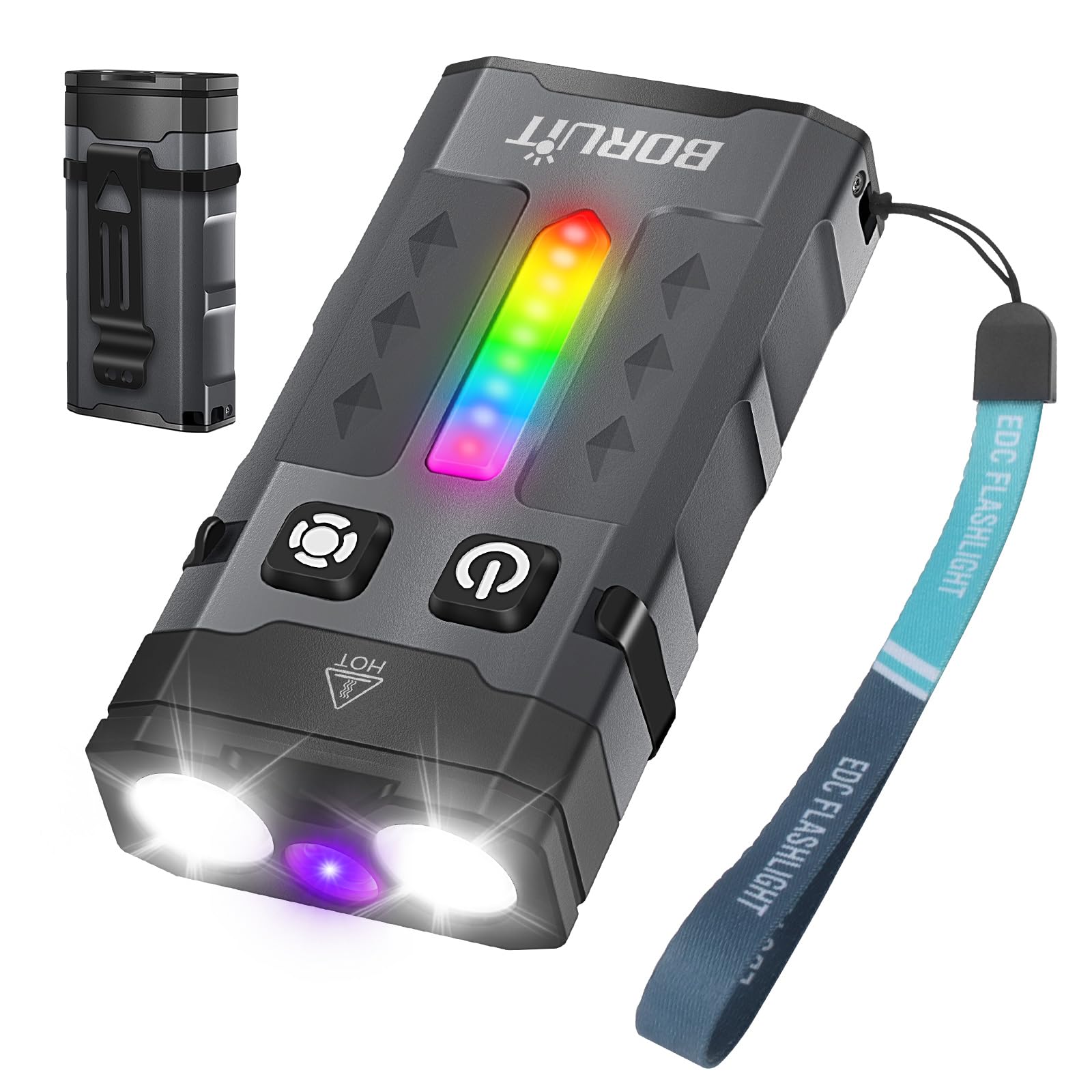 BORUIT EV20 Mini-zaklamp met 365 nm uv-licht, 1100 lumen, 13 modi