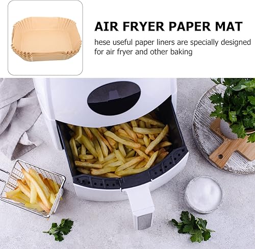 Miniatura 9 de KRIVS Air Fryer Paper Liner 50PCS Disposable Air Fryer Parchment Paper Baking Sheets Cooking Paper Non- stick Pads for Baking Grilling Steaming