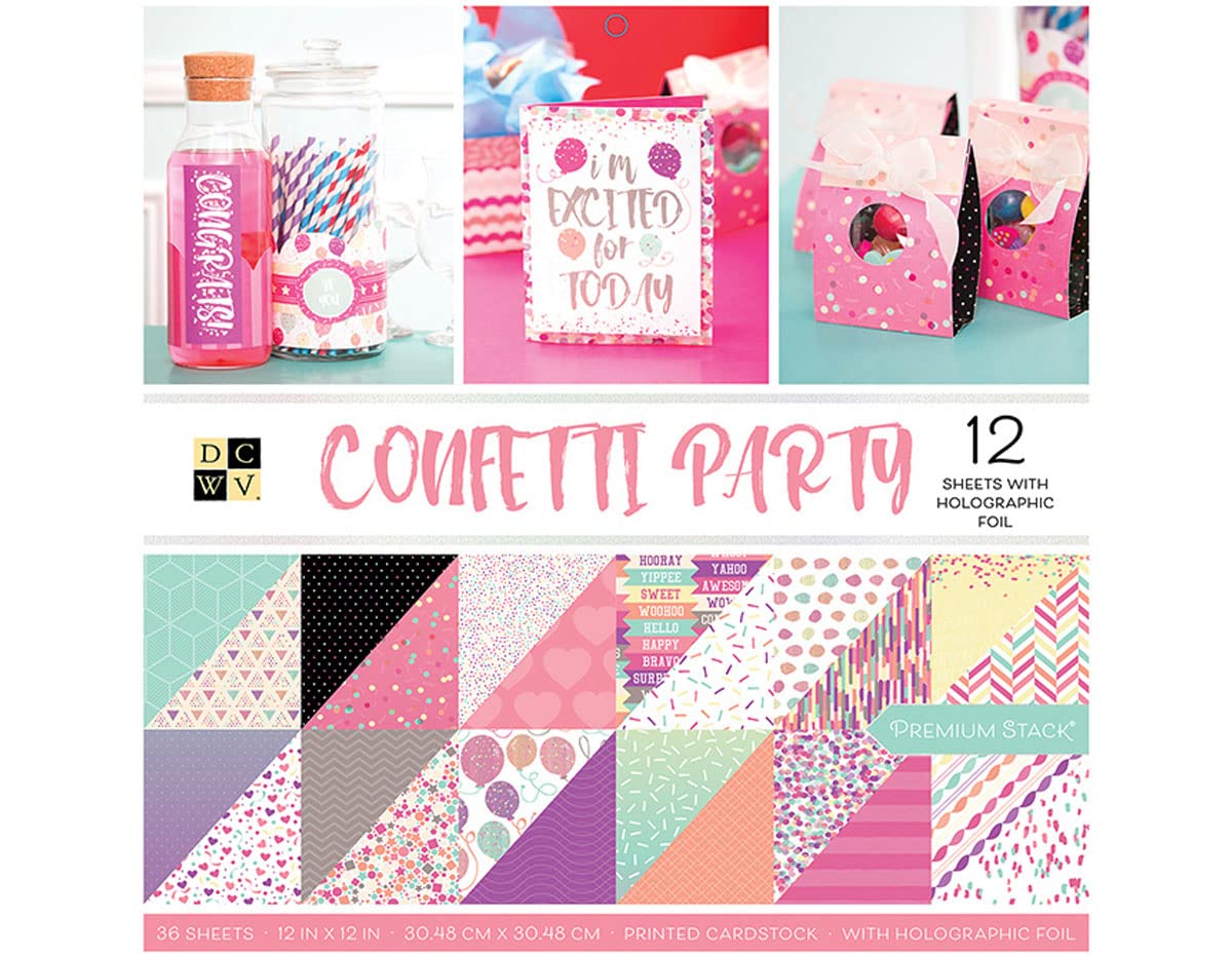 Dcwv Multicolor Premium 36 Sheets Confetti Party Paper Stack,