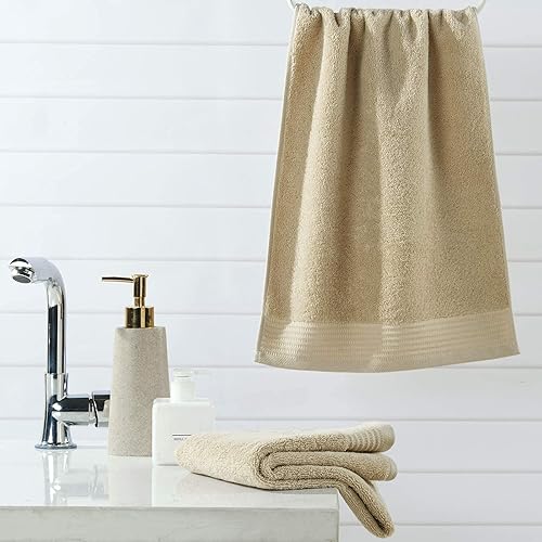 Miniatura 5 de VANZAVANZU Juego de toallas de baño de algodón suave prémium (paquete de 6, 1628 pulgadas), color beige