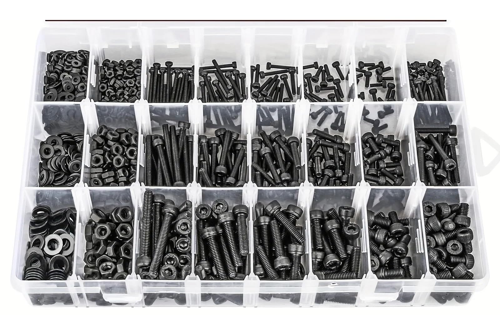 1260-teiliges metrisches M2-M3-M4-Schraubenset, 4-30-mm-Innensechskantschrauben, 12,9-legierter Stahl-Maschinenschrauben-Muttern-Unterlegscheiben-Sortiment für Möbelmontage