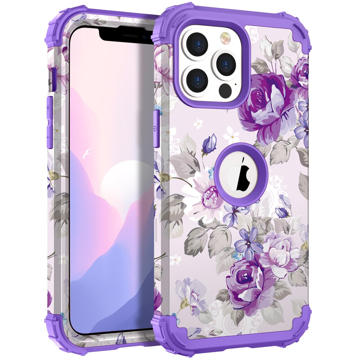 Hocase for iPhone 14 Pro Max Case, Heavy Duty Shockproof Protection Soft Silicone Rubber+Hard Plastic Bumpers Hybrid Protective Case for iPhone 14 Pro