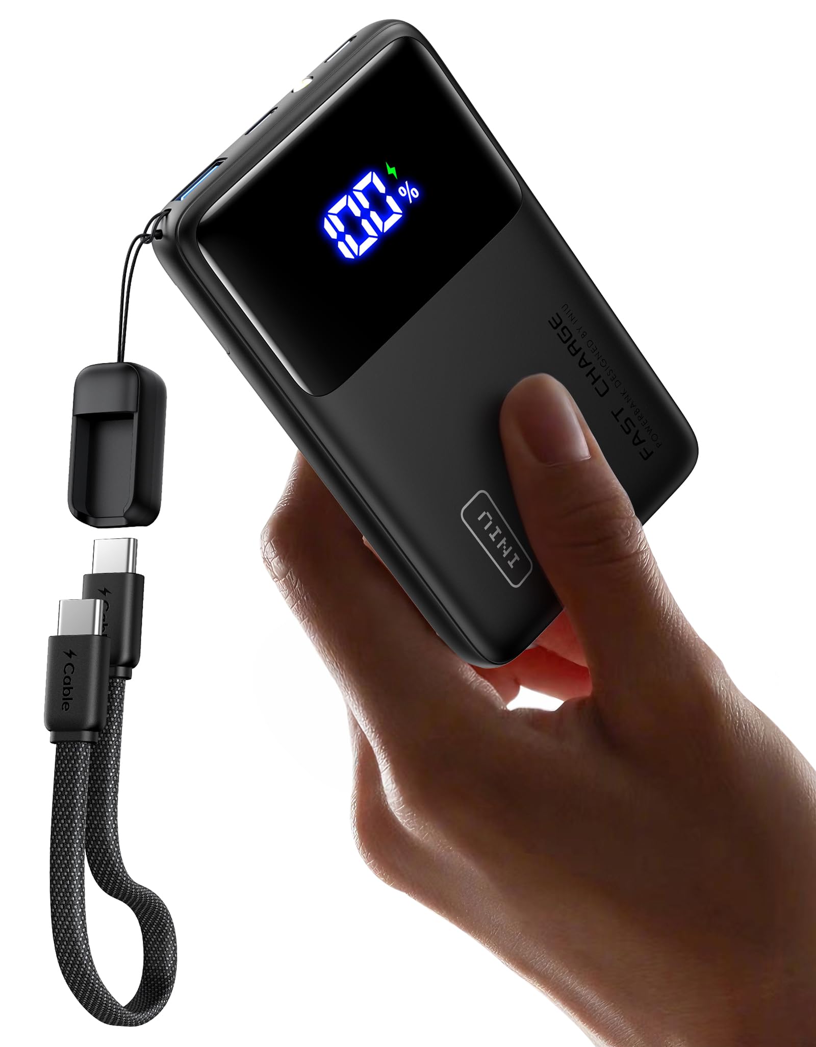 INIU Mini Power Bank, 45W Portable Charger Fast Charging 10000mAh, Phone Chargeur Portatif with USB C Cable, Travel Powerbank with LED Display for iPhone 17 16 15 14 Samsung S25 S24 Xiaomi iPad etc