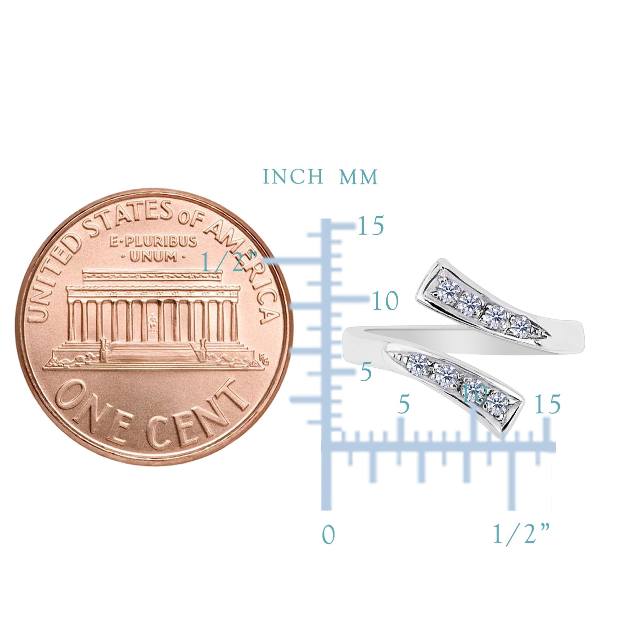 Argento sterling doppie punte con CZ di passaggio Style anello da piede regolabile