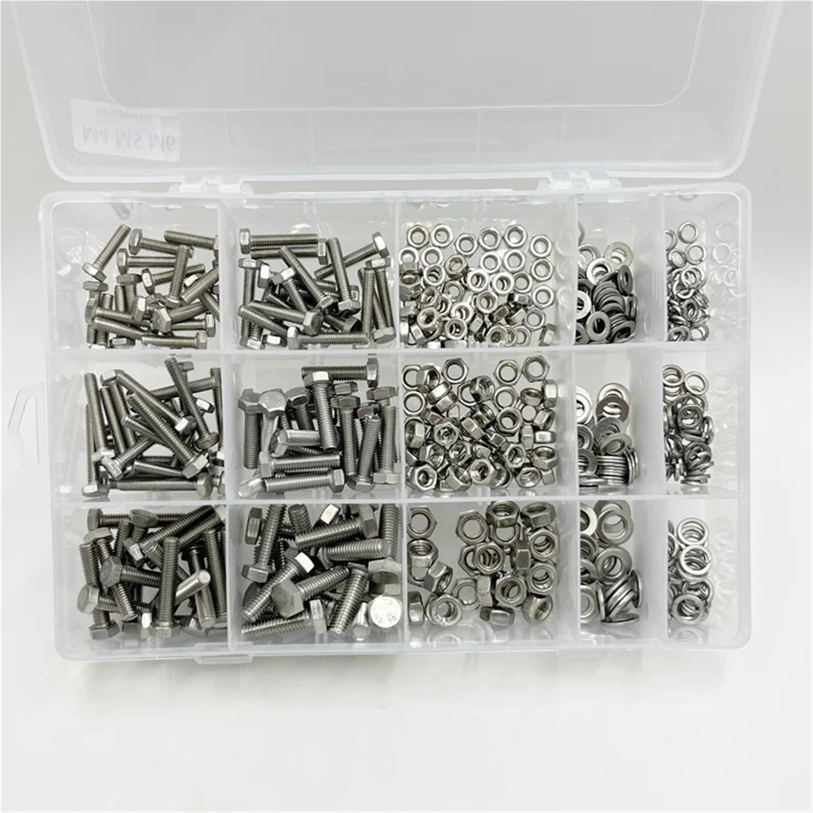 Juego de tornillos hexagonales externos acero inoxidable 304, tuercas, arandelas planas, elásticas, juntas, pernos M3, M4, M5 y M6 con tuerca for bicicleta Juego de Tornillos y Tuercas