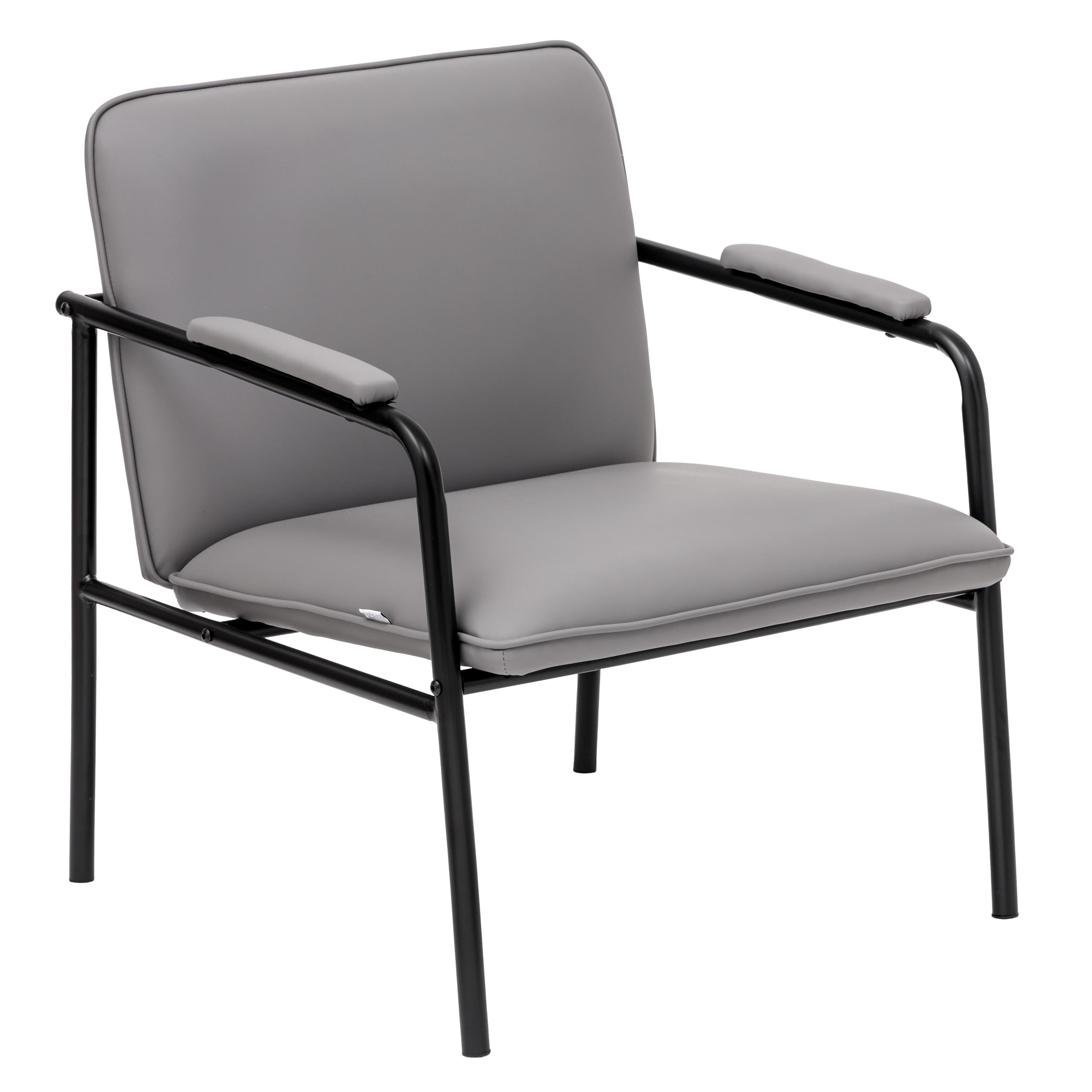 Baroni Home Sillón de Piel Sintética con Estructura de Hierro Diseño Vintage, Asiento Relax para Salón, Dormitorio, Oficina, 78x59x64 cm (Gris)