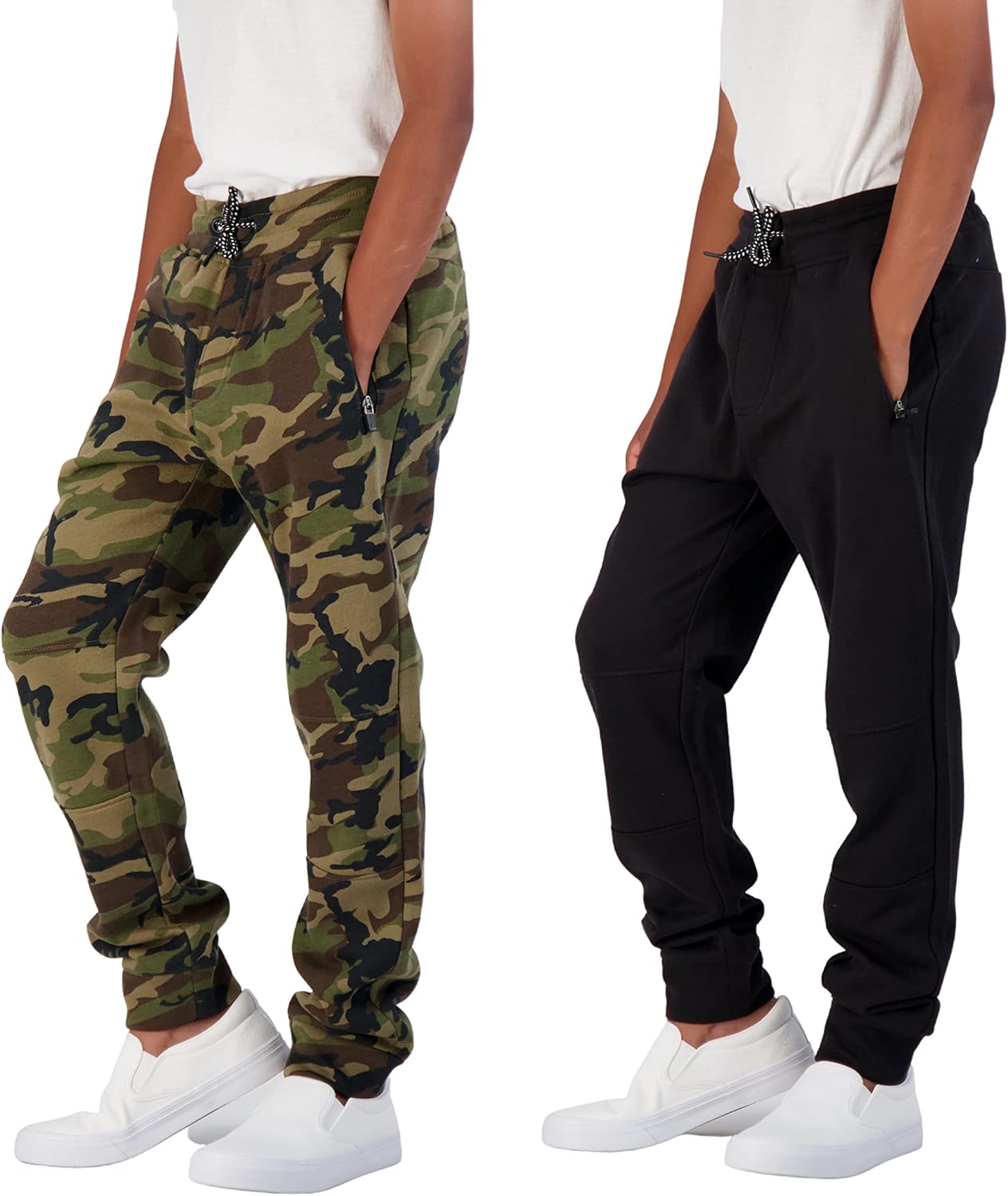 TONY HAWK Boys Fleece Jogger Sweatpants with Zipper Pockets 2-Pack Pull on Pants for Kids - Image 2