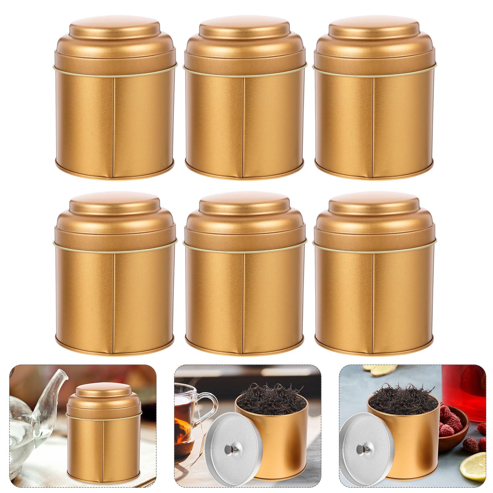 Didiseaon 6 Botes de Té Pequeños de Hojalata Tapa Doble, Almacenamiento Hermético para Cocina, Recipiente Metálico Reutilizable Color Rosa Mate para Guardar Té, Dulces y Especias