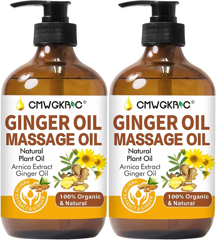 CMWGKBC Óleo corporal de gengibre para massagem, pacote com 2