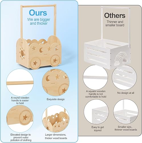 Miniatura 4 de Cesta de madera para baby shower con perchero, regalo personalizado para bebé, organizador de artículos esenciales para recién nacidos, cesta de