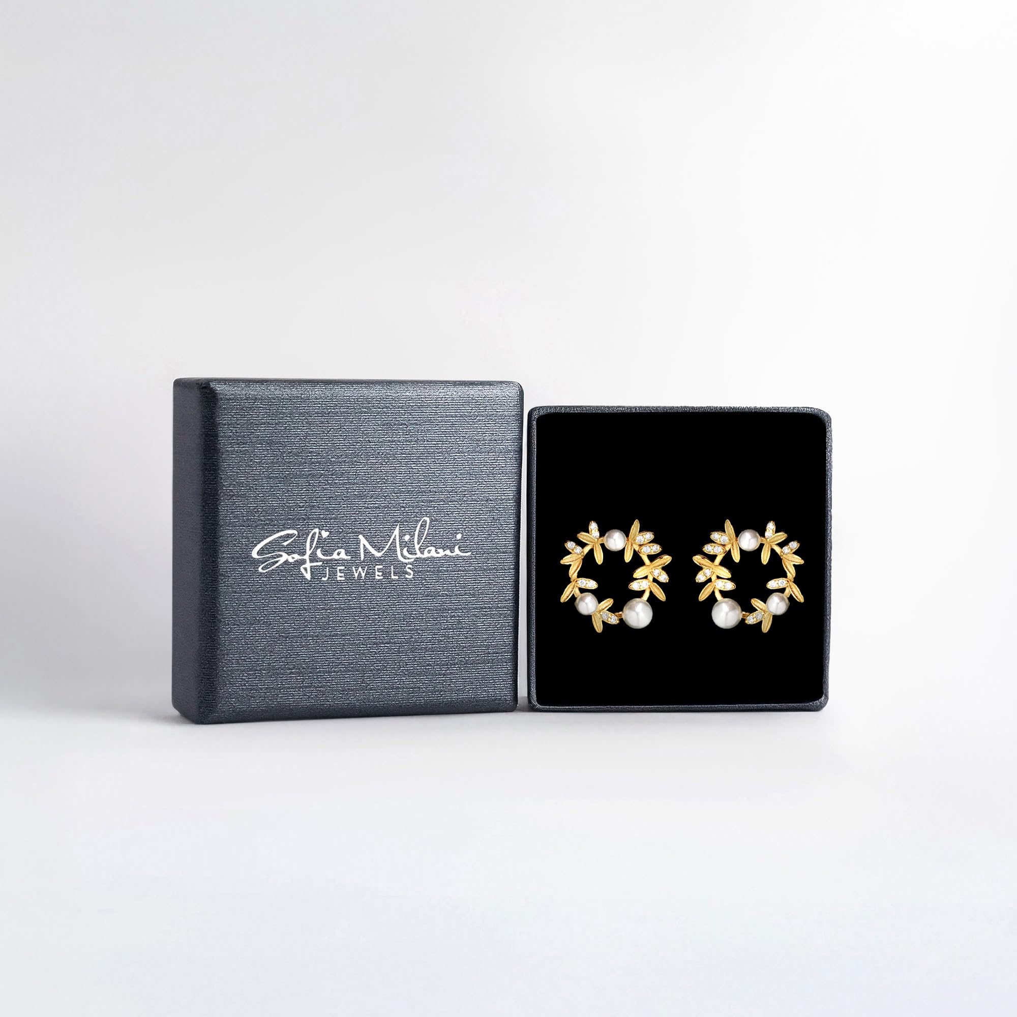 SOFIA MILANI - Orecchini da Donna in Argento 925 - con Pietra Zircone - Orecchino a Perno a Corona di fiori