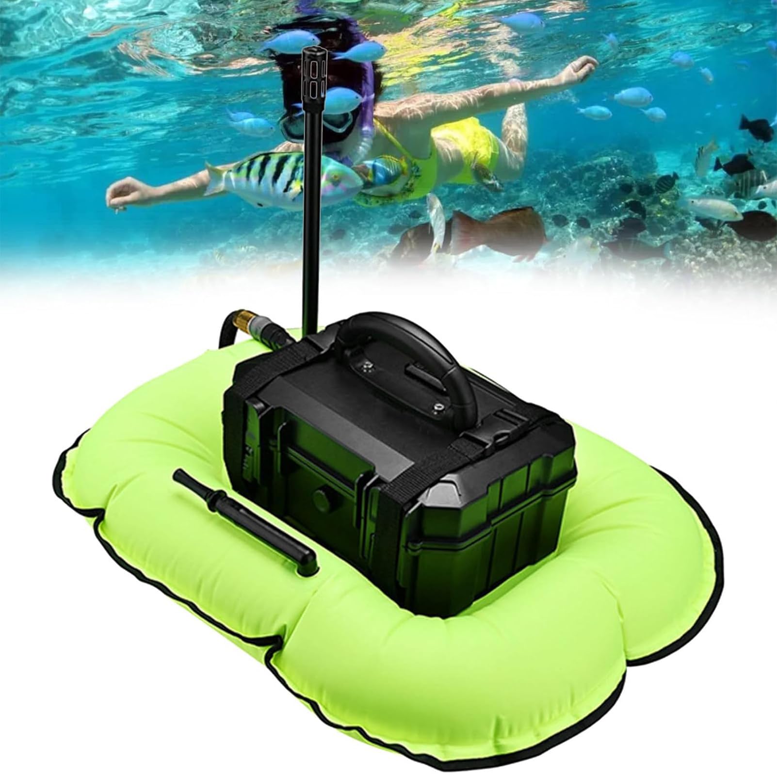 RayGenius Système de Ventilation pour la plongée sous-Marine, Bouteilles de plongée Portables et Rechargeables, compresseur d'air étanche pour la Plage et la Chasse.,D3000-Black