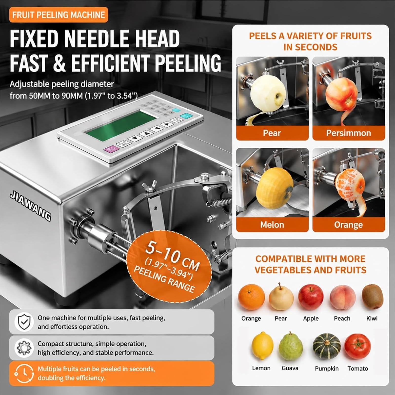 Gewerblicher Tisch-Obstschäler (150 W), 300–350 Stück/h
