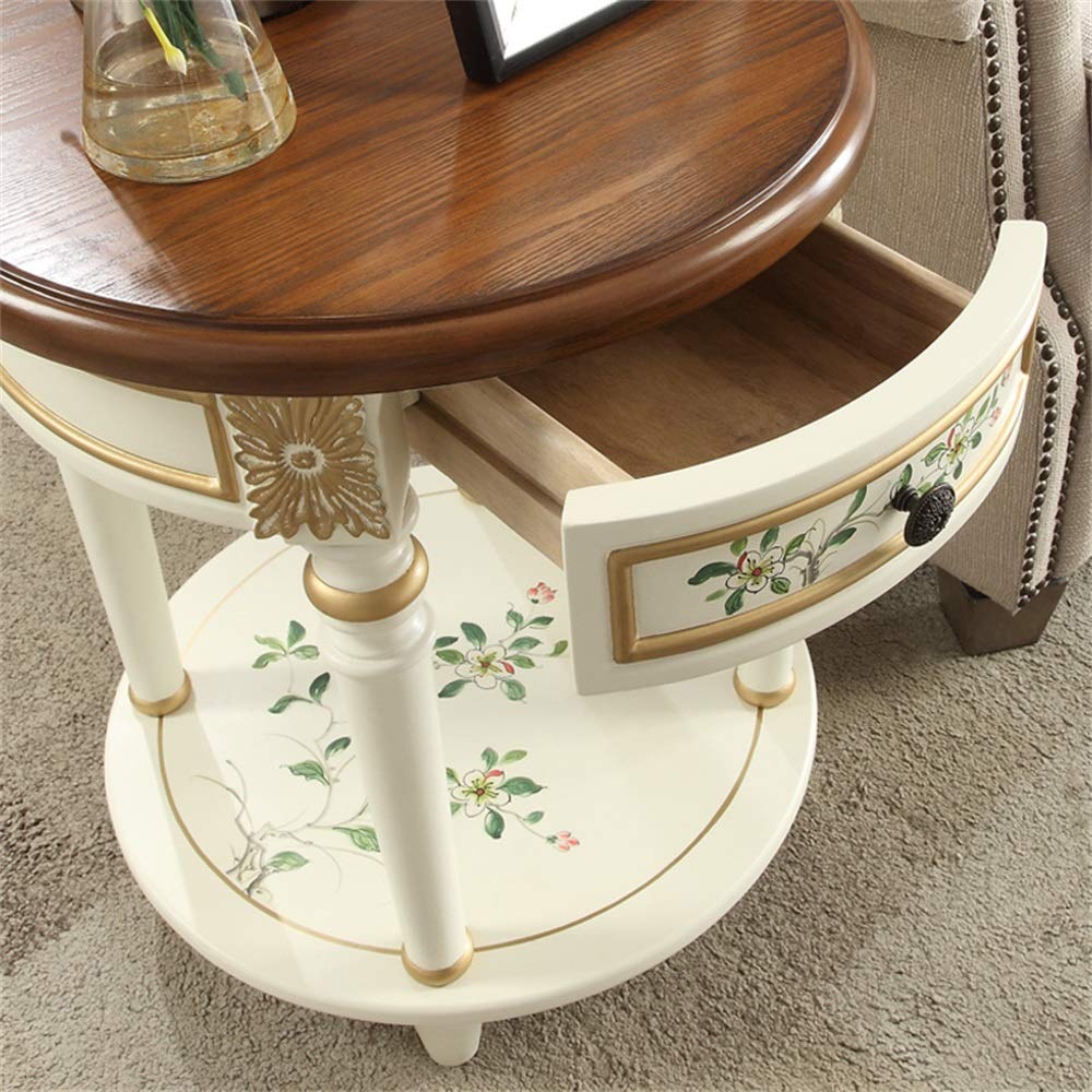 ヴィンテージ家具 木製 コーナー サイドテーブル 引き出し付き